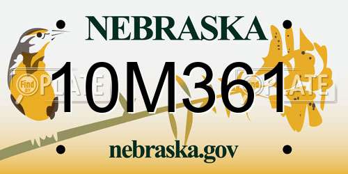 10M361 Nebraska License Plate