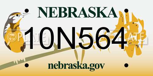 10N564 Nebraska License Plate
