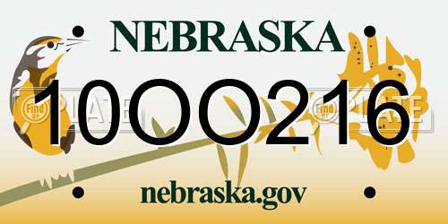 10OO216 Nebraska License Plate