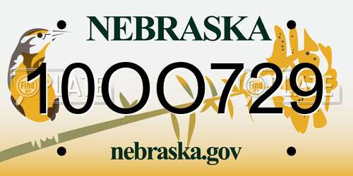 10OO729 Nebraska License Plate