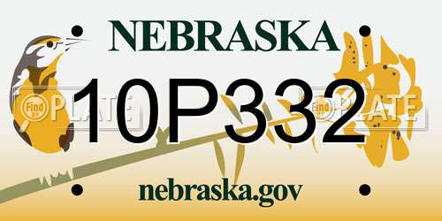 10P332 Nebraska License Plate