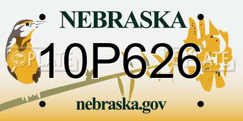 10P626 Nebraska License Plate