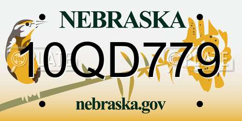 10QD779 Nebraska License Plate