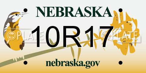 10R17 Nebraska License Plate
