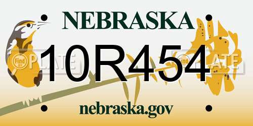 10R454 Nebraska License Plate