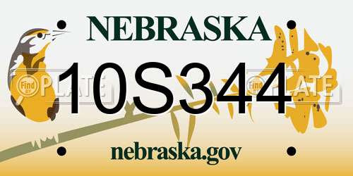 10S344 Nebraska License Plate