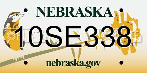 10SE338 Nebraska License Plate