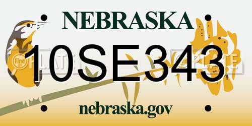 10SE343 Nebraska License Plate