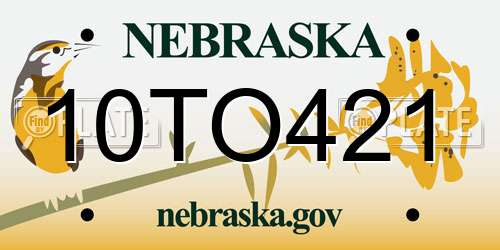10TO421 Nebraska License Plate