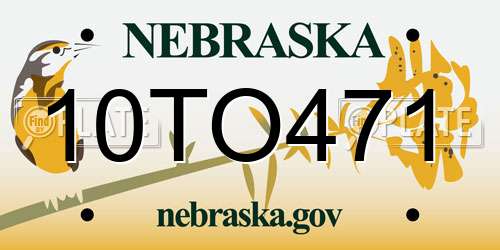 10TO471 Nebraska License Plate