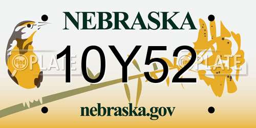 10Y52 Nebraska License Plate