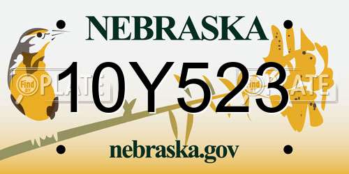 10Y523 Nebraska License Plate