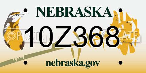 10Z368 Nebraska License Plate