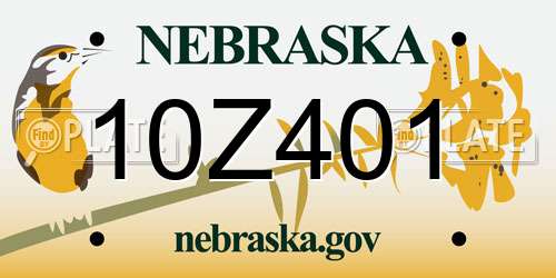 10Z401 Nebraska License Plate
