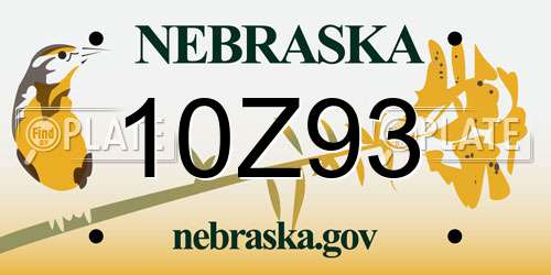 10Z93 Nebraska License Plate