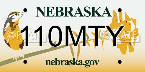 110MTY Nebraska License Plate