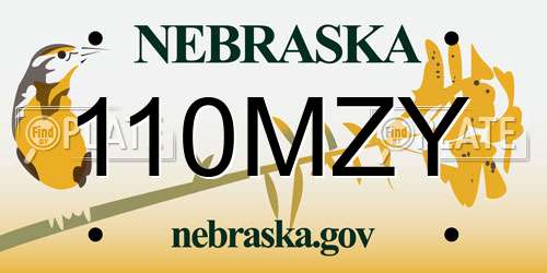 110MZY Nebraska License Plate