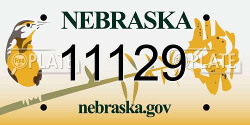 11129 Nebraska License Plate