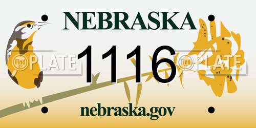 1116 Nebraska License Plate