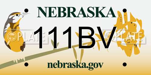 111BV Nebraska License Plate