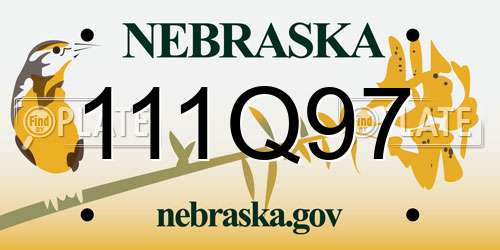 111Q97 Nebraska License Plate