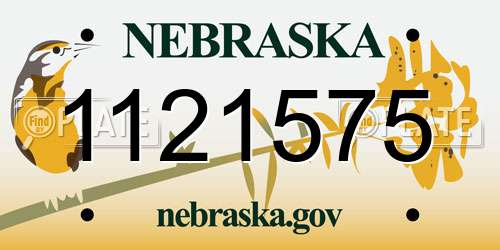 1121575 Nebraska License Plate