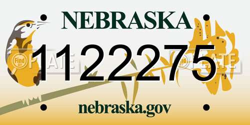 1122275 Nebraska License Plate