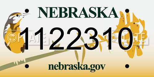 1122310 Nebraska License Plate