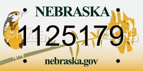 1125179 Nebraska License Plate