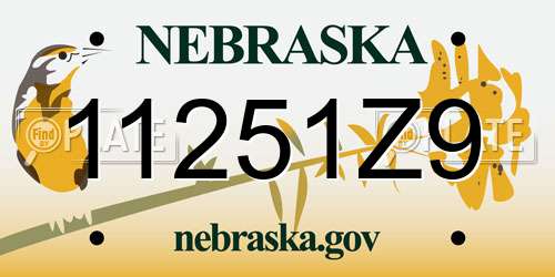 11251Z9 Nebraska License Plate