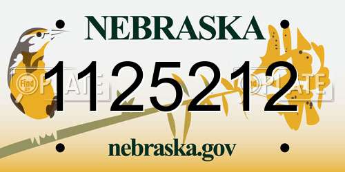 1125212 Nebraska License Plate