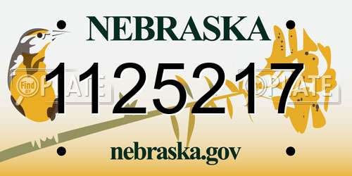 1125217 Nebraska License Plate