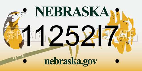 11252I7 Nebraska License Plate