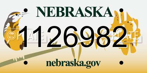 1126982 Nebraska License Plate