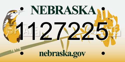 1127225 Nebraska License Plate