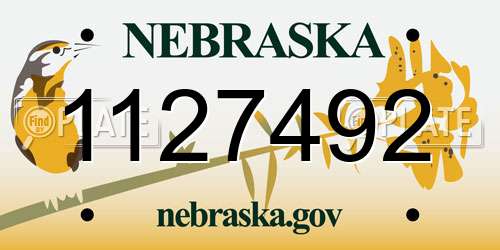 1127492 Nebraska License Plate