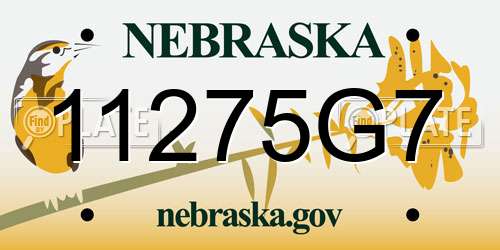 11275G7 Nebraska License Plate