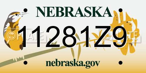 11281Z9 Nebraska License Plate
