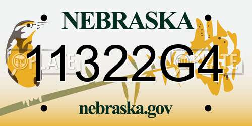 11322G4 Nebraska License Plate