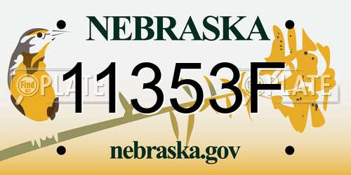 11353F Nebraska License Plate