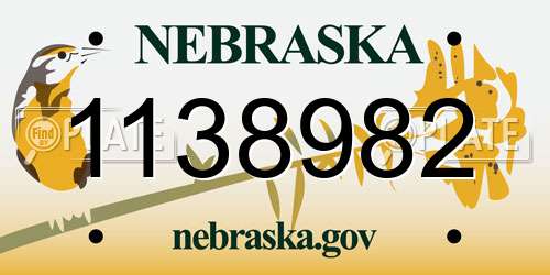 1138982 Nebraska License Plate