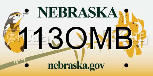 113OMB Nebraska License Plate