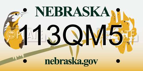 113QM5 Nebraska License Plate