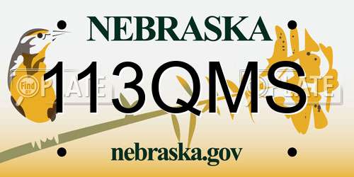 113QMS Nebraska License Plate