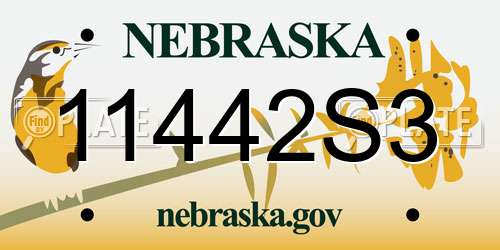 11442S3 Nebraska License Plate