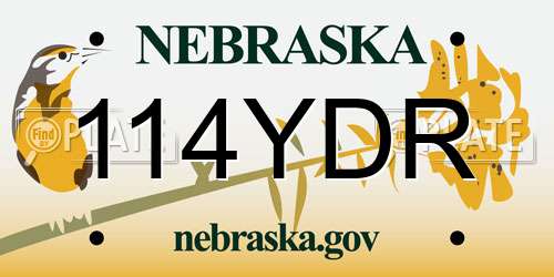114YDR Nebraska License Plate