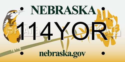 114YOR Nebraska License Plate