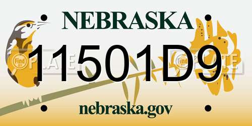 11501D9 Nebraska License Plate