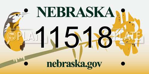 11518 Nebraska License Plate