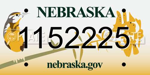 1152225 Nebraska License Plate
